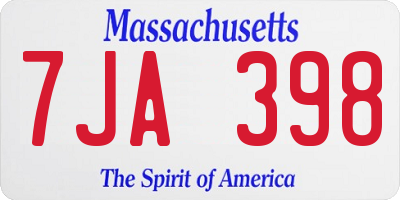 MA license plate 7JA398