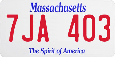 MA license plate 7JA403