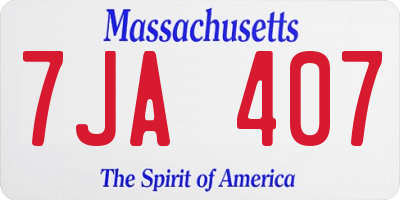 MA license plate 7JA407