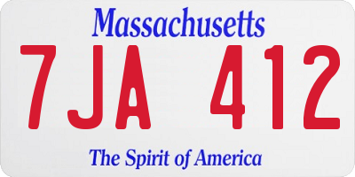 MA license plate 7JA412