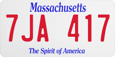 MA license plate 7JA417