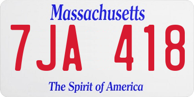 MA license plate 7JA418