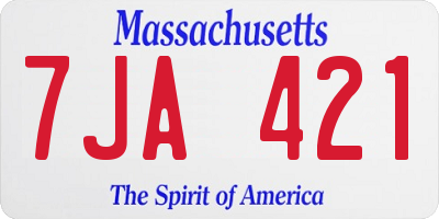 MA license plate 7JA421