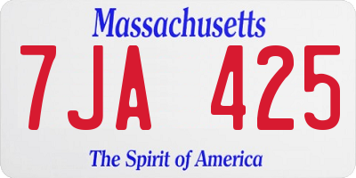 MA license plate 7JA425