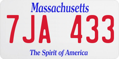 MA license plate 7JA433