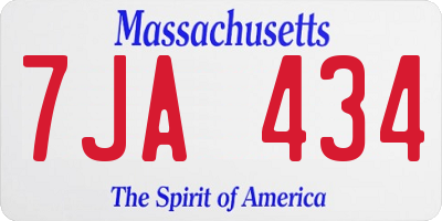 MA license plate 7JA434