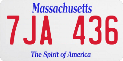MA license plate 7JA436