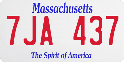 MA license plate 7JA437