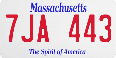 MA license plate 7JA443
