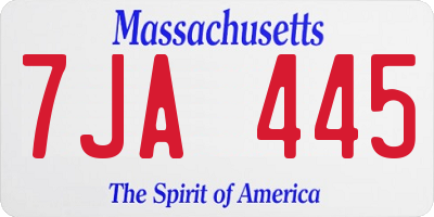 MA license plate 7JA445