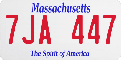 MA license plate 7JA447