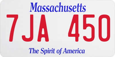 MA license plate 7JA450