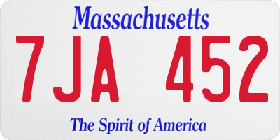 MA license plate 7JA452