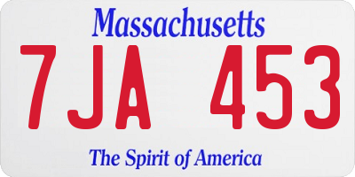 MA license plate 7JA453