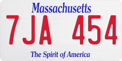 MA license plate 7JA454