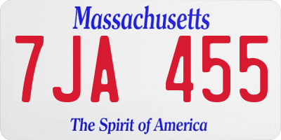 MA license plate 7JA455