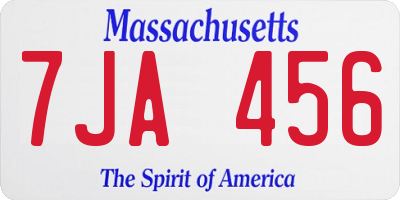 MA license plate 7JA456