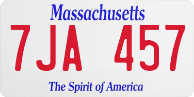 MA license plate 7JA457