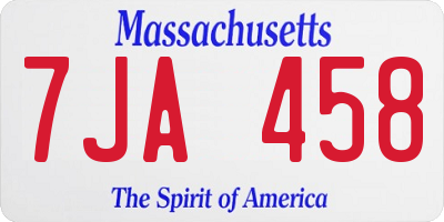 MA license plate 7JA458