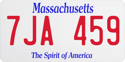 MA license plate 7JA459