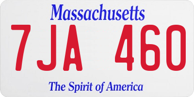 MA license plate 7JA460