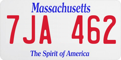 MA license plate 7JA462