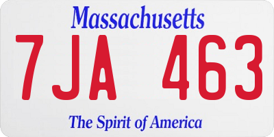MA license plate 7JA463