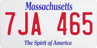 MA license plate 7JA465