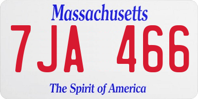 MA license plate 7JA466