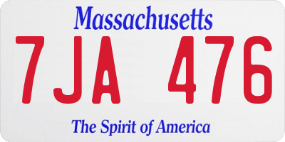 MA license plate 7JA476