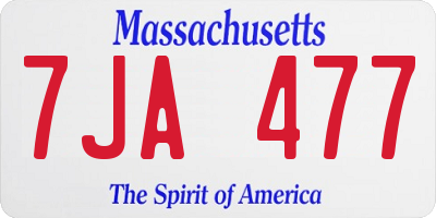 MA license plate 7JA477