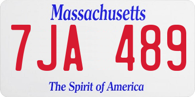 MA license plate 7JA489