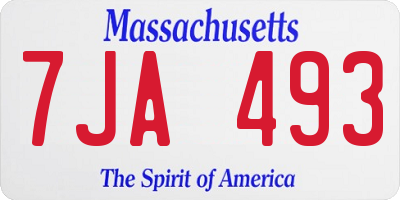 MA license plate 7JA493