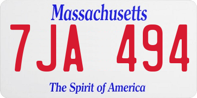 MA license plate 7JA494