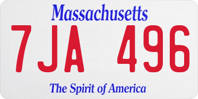 MA license plate 7JA496