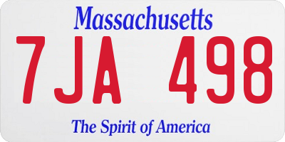MA license plate 7JA498