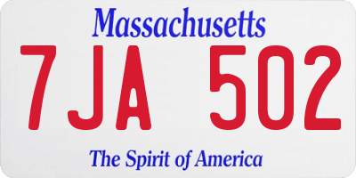 MA license plate 7JA502