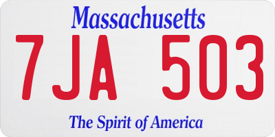 MA license plate 7JA503