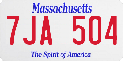 MA license plate 7JA504
