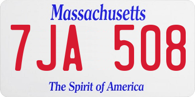 MA license plate 7JA508