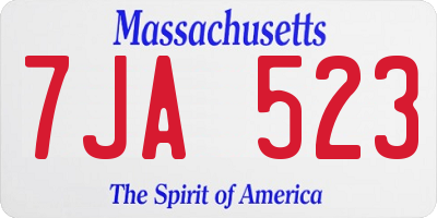 MA license plate 7JA523