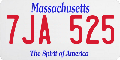 MA license plate 7JA525