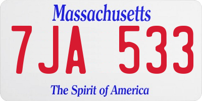 MA license plate 7JA533