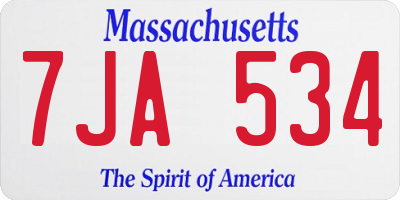 MA license plate 7JA534
