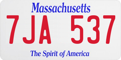 MA license plate 7JA537