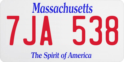 MA license plate 7JA538