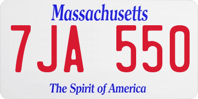 MA license plate 7JA550