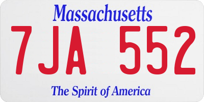 MA license plate 7JA552