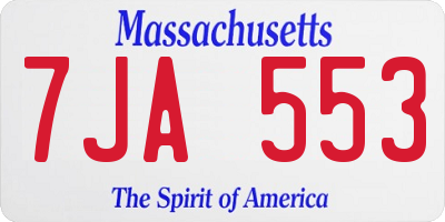 MA license plate 7JA553