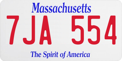 MA license plate 7JA554